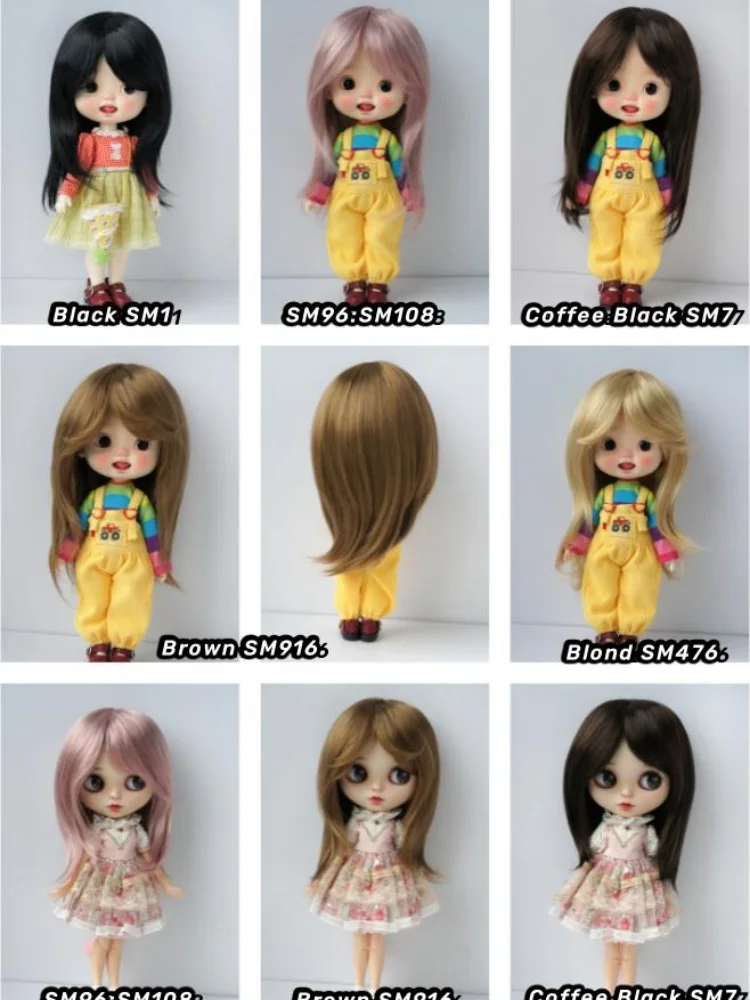 JD046 All Size Fashion BJD Synthetic Mohair Wig Suit For OB11 YOSD MSD SD  Blythes Hair Cheap Soft Straight Doll Accessories