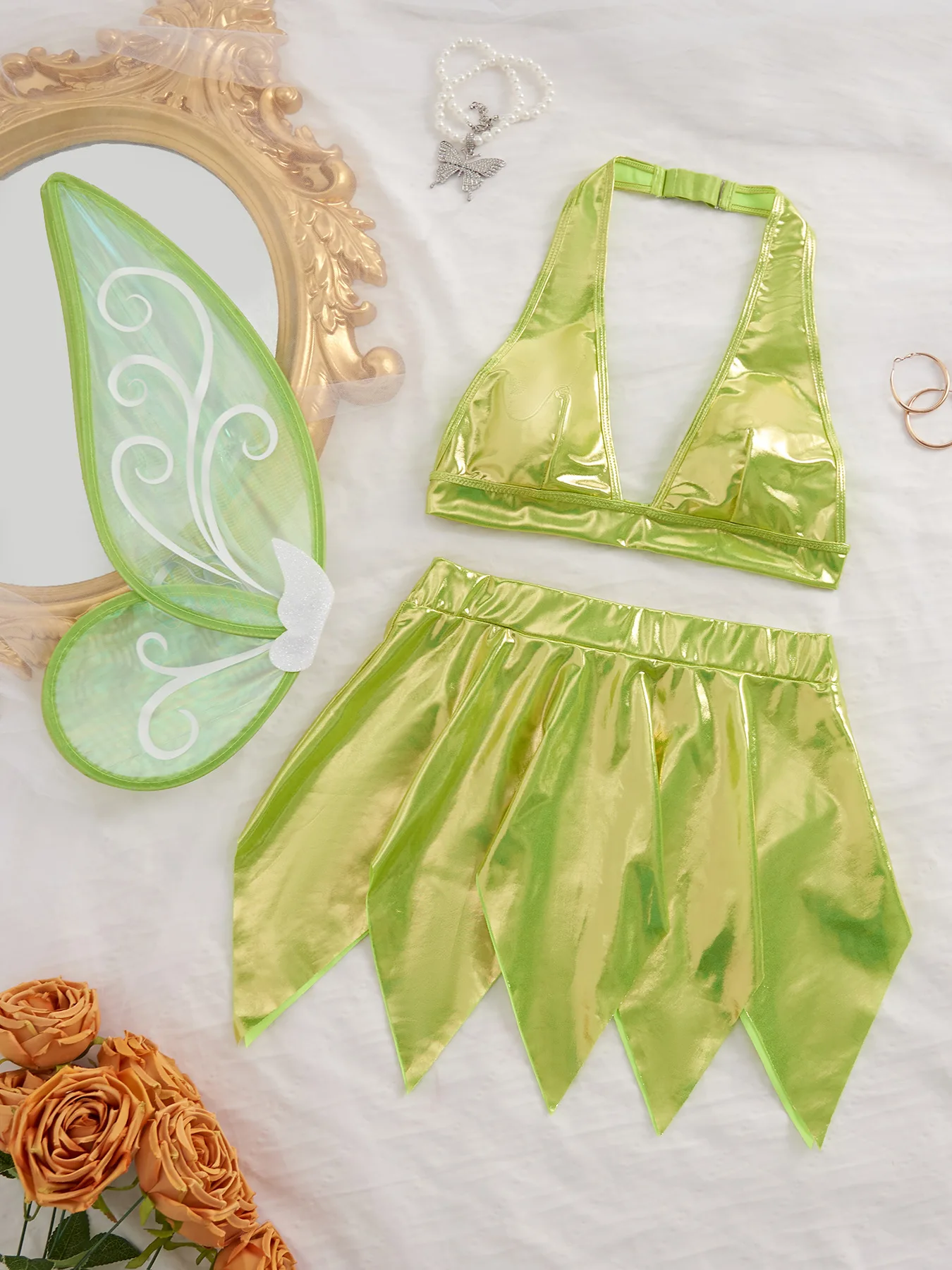 Adult Neverland Sexy Fairy Costume, Womens Fairy-Licious Halloween Costume Tinker Bell Party Dresses