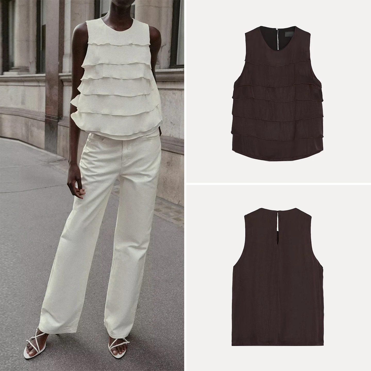 Z feminino redondo Ne Svel seda cetim sensação babado bainha top casual sle slim fit agasalhos regular fino