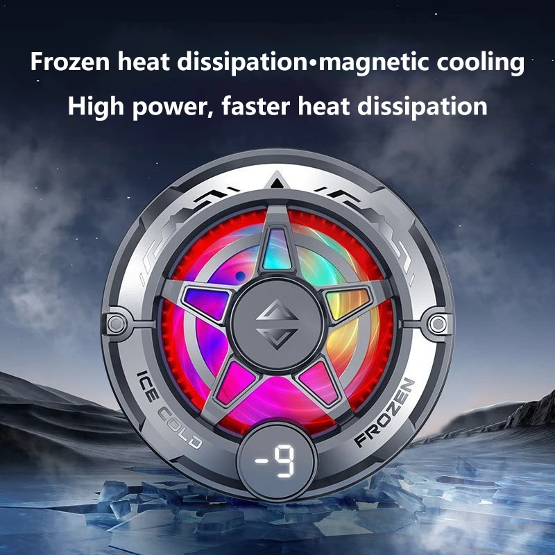 Przenośny chłodzący cooler do telefonu Lenovo, magnetyczna nakładka chłodząca z wyświetlaczem cyfrowym i podświetleniem RGB, kompatybilny z Androidem i iOS. — zdjęcie produktu 5