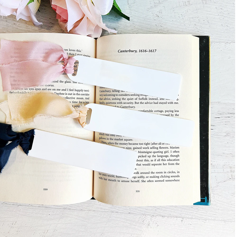 Blanks Acrylic Bookmark Wedding Place Cards with Frayed Edge Ribbon Acrylic Tag DIY Bookmark Book Accessories for Reading Lovers