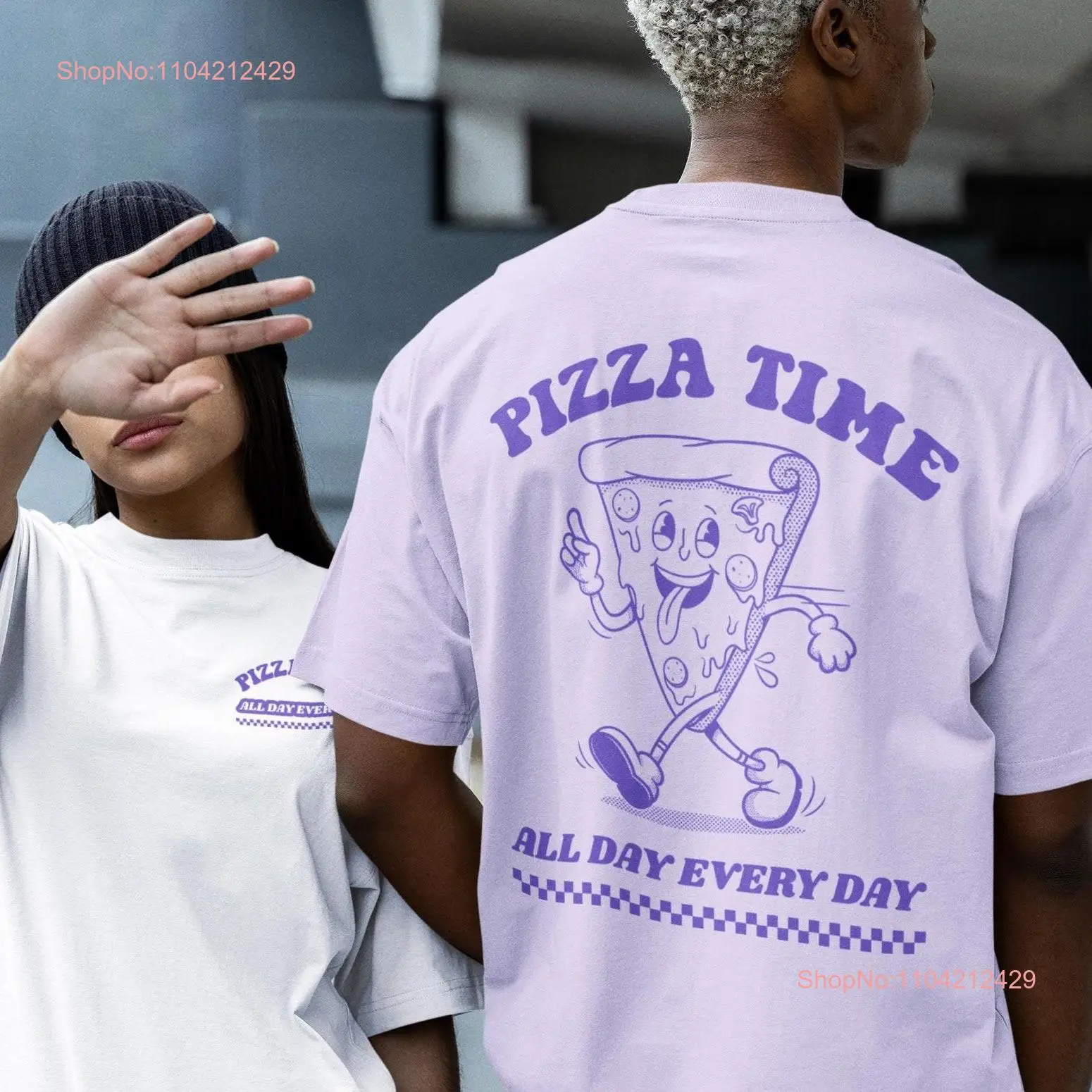 Oversized Pizza T Shirt Time Summer Pop arT for her Funny Retro Aesthetic clothing long or short sleeves