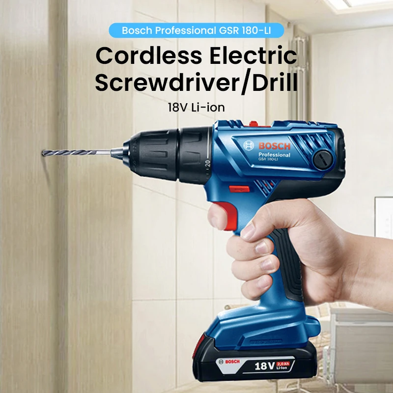 Bosch GSR 180 Li Electric Drill 18V Professional Cordless Screwdriver with Tool Box Wireless Multi-Function Rotating Power Tools