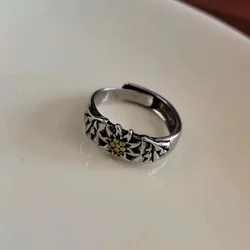 925 silver Original Art Style Flower Exquisite Edelweiss Rings for Women Fashion Light Luxury Suitable for Daily Wearing Jewelry