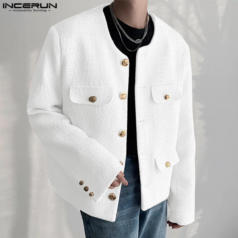 Fashion Casual Style Tops INCERUN 2024 New Men\'s Short Fit Solid Color Coats INCERUN Stylish Well Fitting Hot Sale Jackets S-5XL