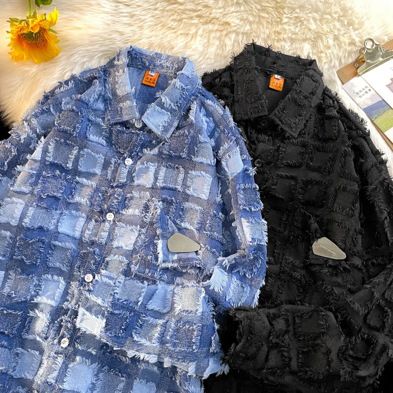 

American Retro Plaid Loose Long Sve Men's irt Couple Casual Outerwear Spring Autumn Season Faionable Youth Clothing