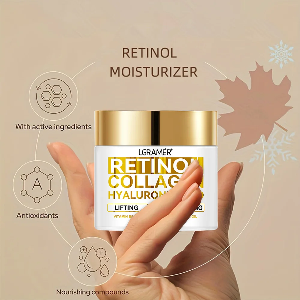 Retinol Collagen Hyaluronic Acid Face Cream Nourishing Moisturizing Smoothing Wrinkles Reducing Age Marks on Skin Facial Care