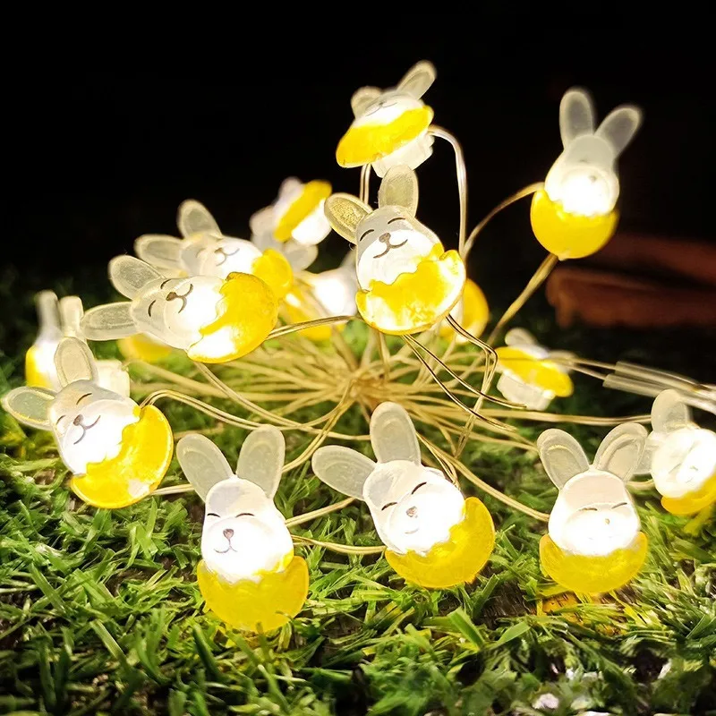 Easter Decoration Lights 1m 10led String Lights Rabbit Bunny Carrots Eggs Shaped Lights Happy Easter Party Indoor Outdoor Decor