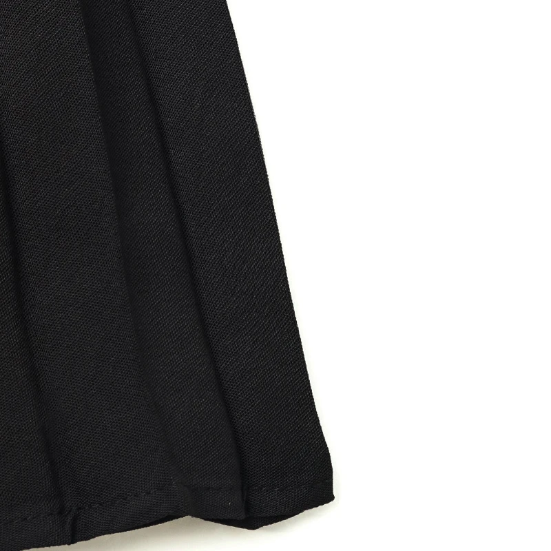 فستان نسائي أسود مطوي بأكمام قصيرة ورقبة دائرية وحزام ربطة عنق فستان متوسط الطول كاجوال للحفلات اليومية الصيفية