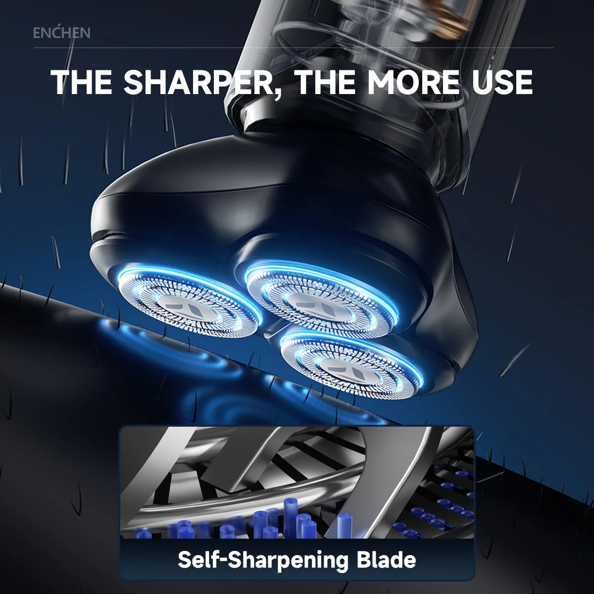 ماكينة حلاقة كهربائية ENCHEN Blackstone 8C مقاومة للماء 100% مع رؤوس مرنة ثلاثية الاتجاهات ذات مسار مزدوج شبكة منحنية من النوع C شحن سريع