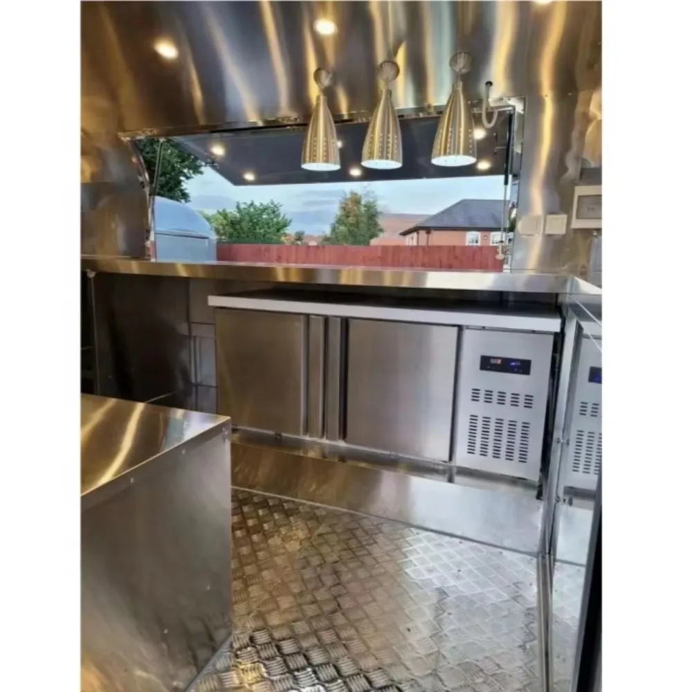

China Factory 23ft Airstream Stainless Steel Large Food Trailer Mobile Kitchen Customizable OEM Export Price Wholesale