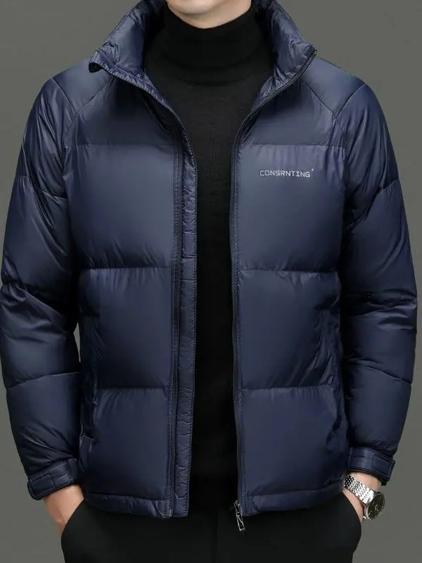 

Мужская зимняя хлопковая куртка с утеплителем, воротником-стойкой, теплая, в стиле «хлебный пух», молодежная, приталенная, длинная.