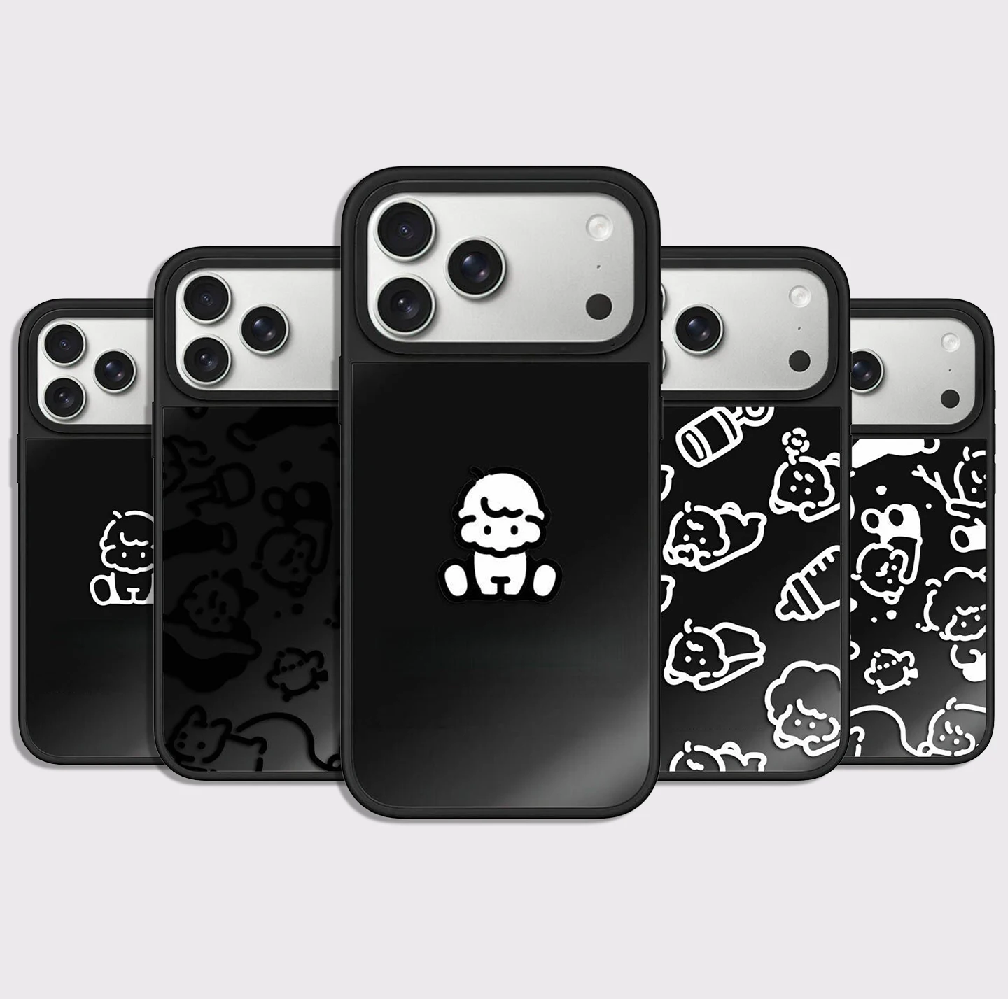 

Cartoon Cute Baby Black Mirror Surface Magnetic Phone Case Cover for IPhone 13 14 15 16 17 Pro Max Case for IPhone Air