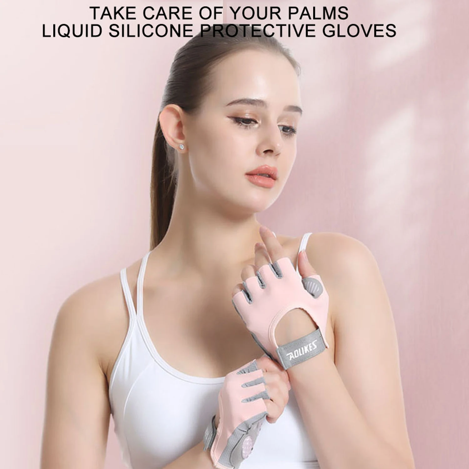 Fitness Cycling Gloves, Men Women Anti Slip Shock-Absorbing Ice Silk Gym Gloves Summer Breathable Yoga Sports Train Gloves