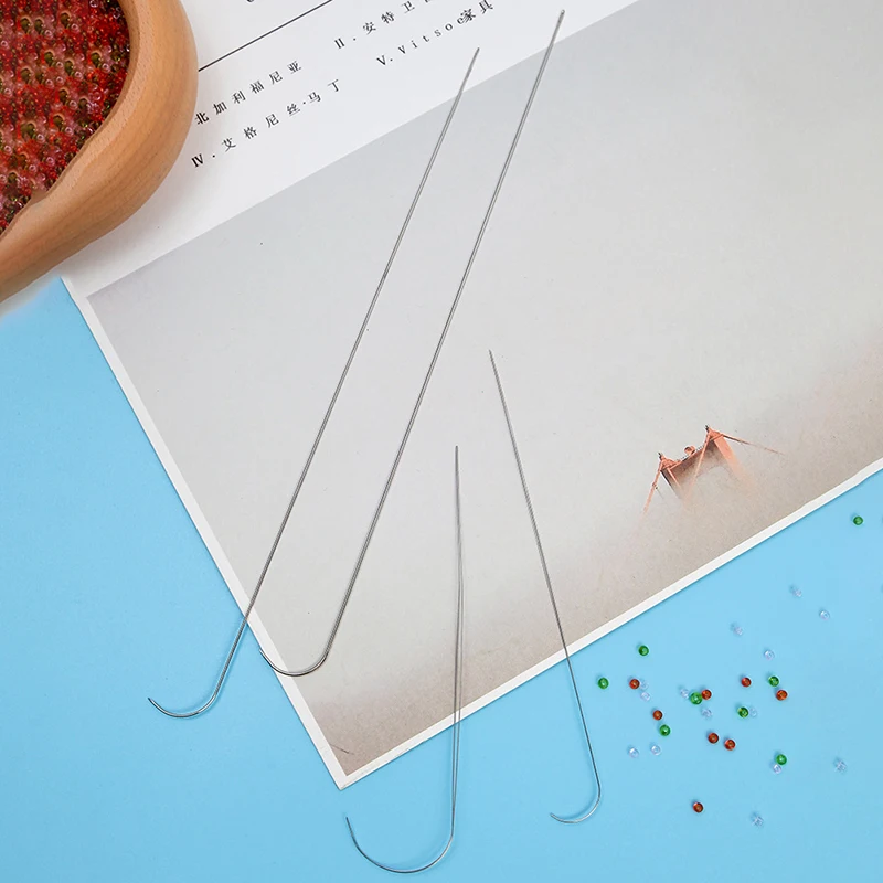 3pcs/set Curved Beading Needles Stainless Bead Spinner Needle Thin Bead Needles For DIY Craft Jewelry Making Sewing Supplies