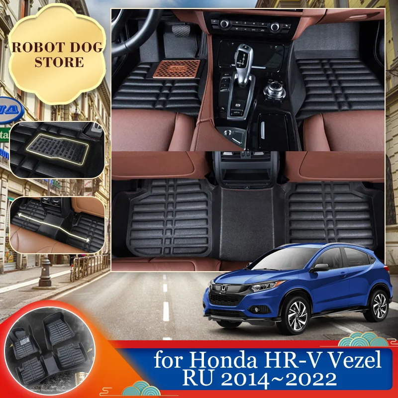 

Car Leather Floor Mat for Honda HR-V HRV Vezel RU 2014~2022 2015 Waterproof Foot Inner Liner Carpet Pad Custom Rug Accessories