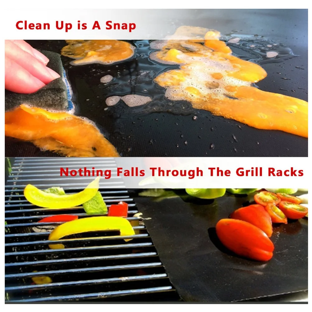 

5Pcs Bbq Grill Mats Non-Stick Heat Proof Pads Reusable for Gas Charcoal Electric Grills Healthy Cooking with Easy Clean