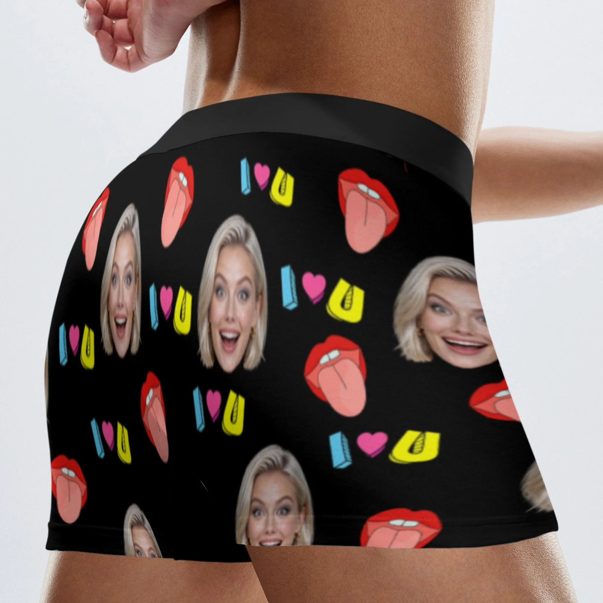 Customized Personalized Facial Photo Underwear for Men Flat Cornered Unique Valentine's Day Gift for Husband Anniversary Gift fo view 5