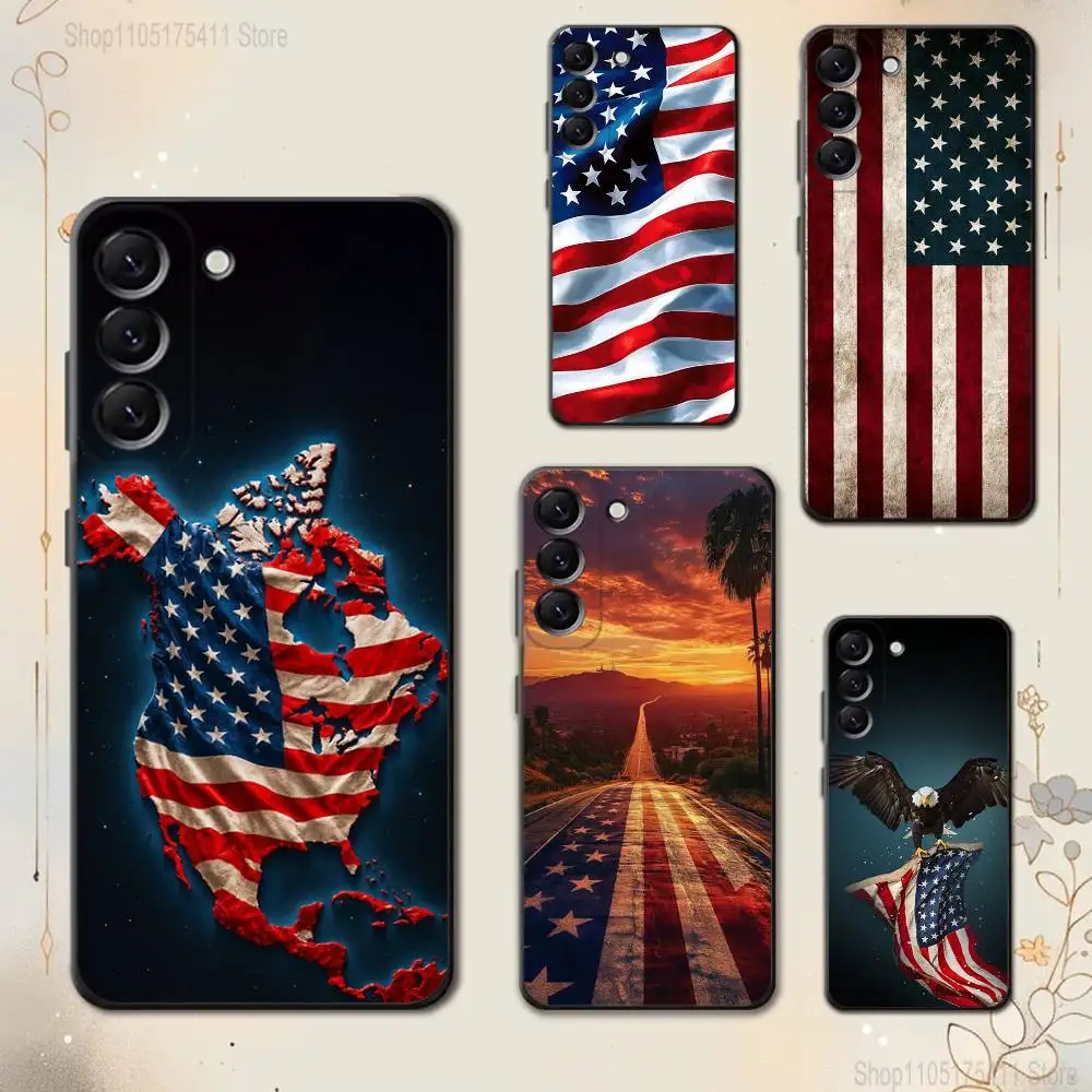 

A-America USA F-Flag Phone Case For Samsung Galaxy A 73,72,51,53,52,71,22,5G,Note,J7,8,9 Soft Black Cover