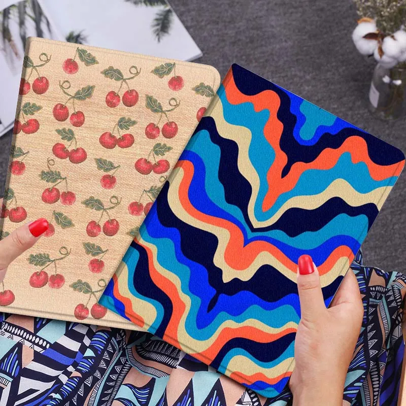 

Colorful Wavy Pattern Design Tablet Case For Lenovo Xiaoxin Legion Pad Tab Pro GT Y700 Gen4 2 11 P11 M10 K10 3rd Plus Gen Gift