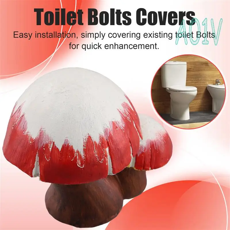 

A01V-Toilet Bolts Covers Colorful Resins Mushroom Design Toilet Bolts Caps Bathroom Decors Replacement Accessories