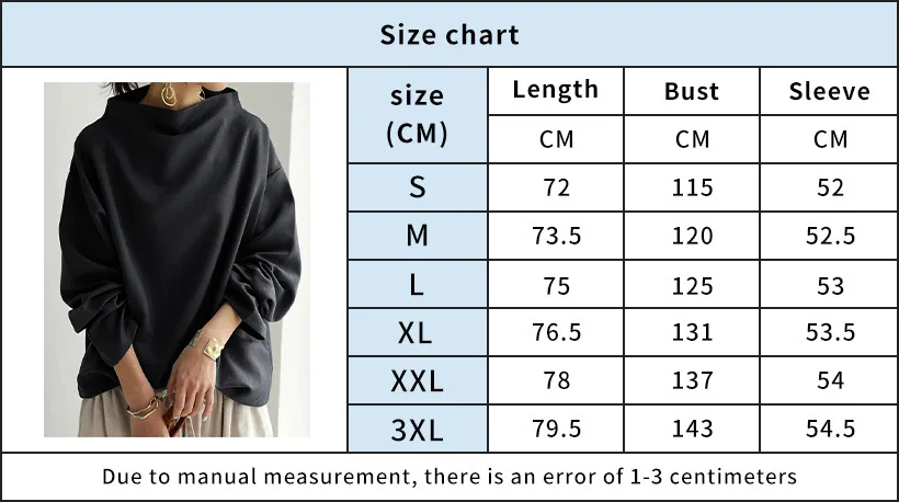 BWQ Lente dames top losse coltrui zwart T-shirt met lange mouwen wit high street trend effen kleur herfst tees voor dames