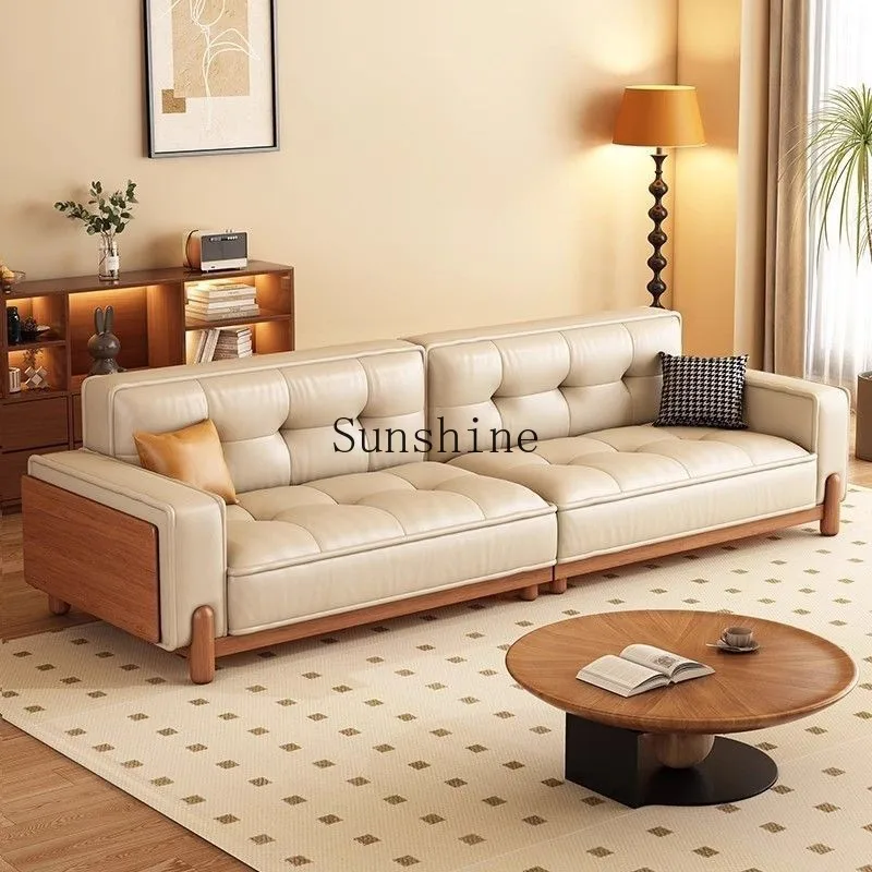 

American retro style small and medium-sized first floor, double light luxury walnut new Chinese straight-row sofa