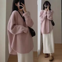 겨울 스웨터 Ladies' Lazy Sle Knitted Sweater Autumn Winter Faionable Base Layer Irt Inner Wear Mermaid Color Matching Top 3