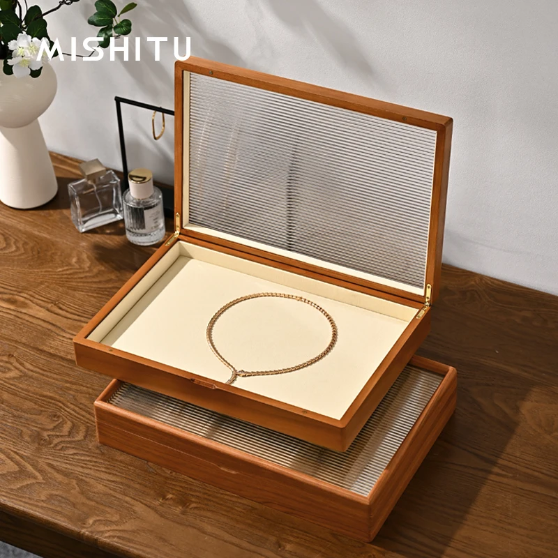 

MISHITU деревянная шкатулка для драгоценностей для хранения колец, ожерелья, серег, браслета, шкатулка для хранения ювелирных изделий, органайзер для шкатулки для драгоценностей с несколькими дисплеями