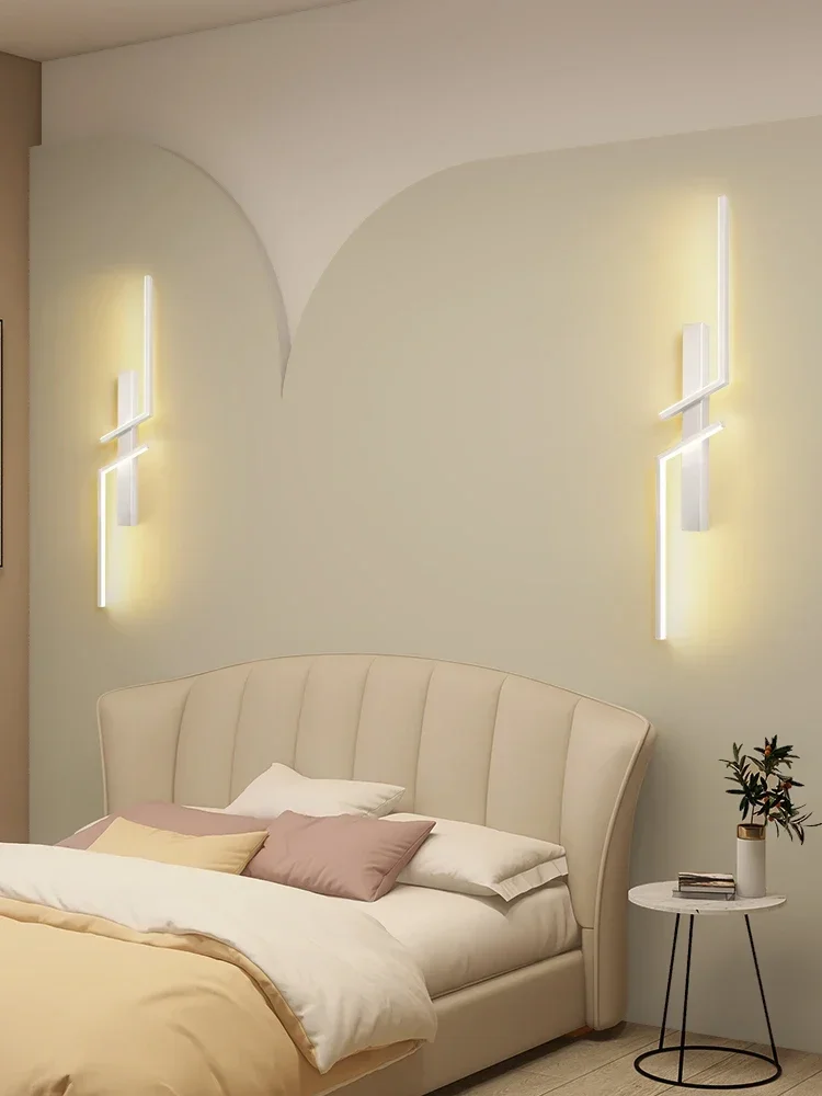 

Modern minimalist long wall lamp creative bedroom bedside lamp grille living room TV sofa background wall light aisle light