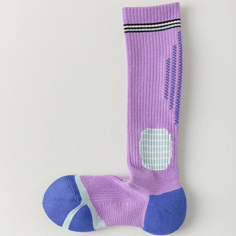 Chaussettes mi-longues en maille pour femmes, chaussettes de sport violettes, course à pied et fitness, nouveau