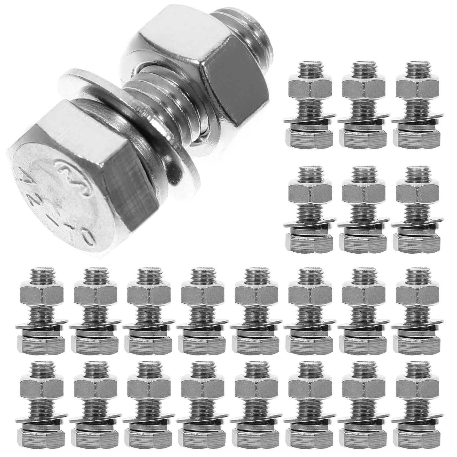 

20Pcs Stainless Steel Bolts Nuts Kit Heavy Duty Screws Multi Functional Machine Screws Hexagon Nut Washer Set Durable Fastening
