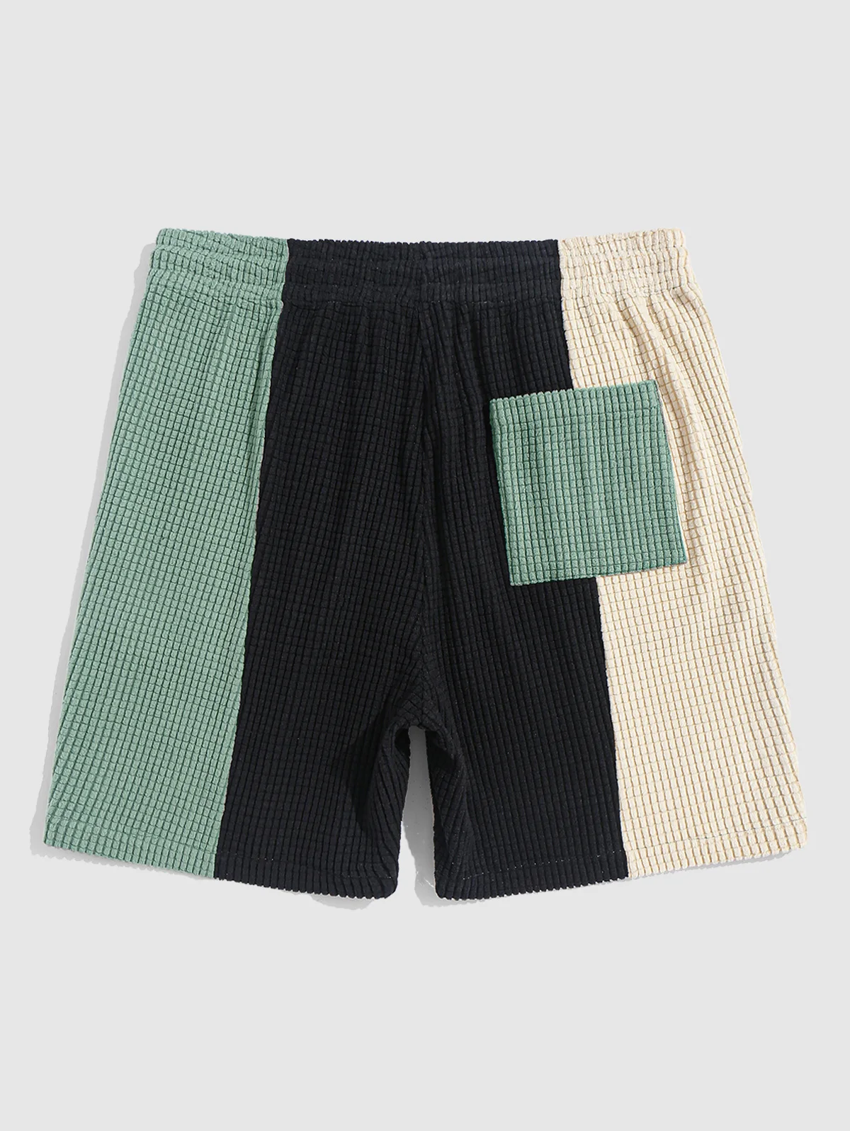 Men's Casual Colorblock Textured Drawstring Bermuda Shorts