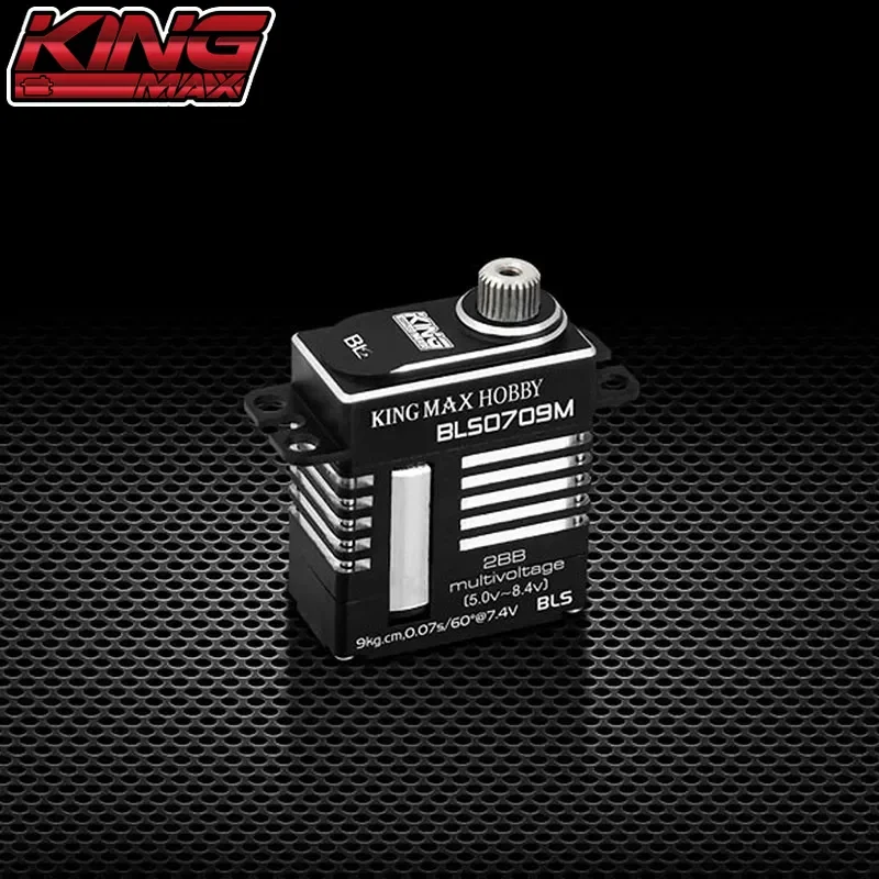 Kingmax BLS0709M 9kg.cm 4,8 V ~ 8,4 V engranajes de Metal digitales Servo sin escobillas para helicóptero clase 450-480 plato cíclico 30E ala fija