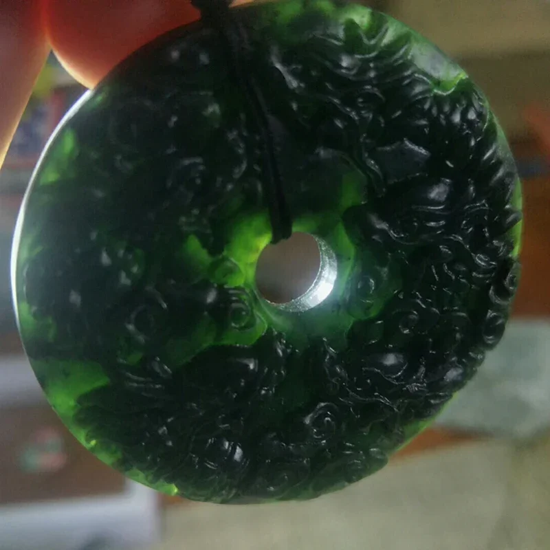 Natural Black-green Jade Nine Dragons Jade Pendant Jewelry Lucky Exorcise evil spirits Safety Auspicious Charms  Fine Jewelry