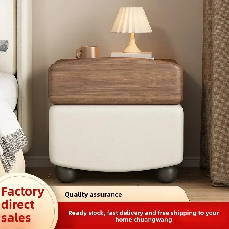 Exquisite Multi-functional Solid Wood Bedside Table Bedroom Household Storage Cabinet Sturdy And Durable