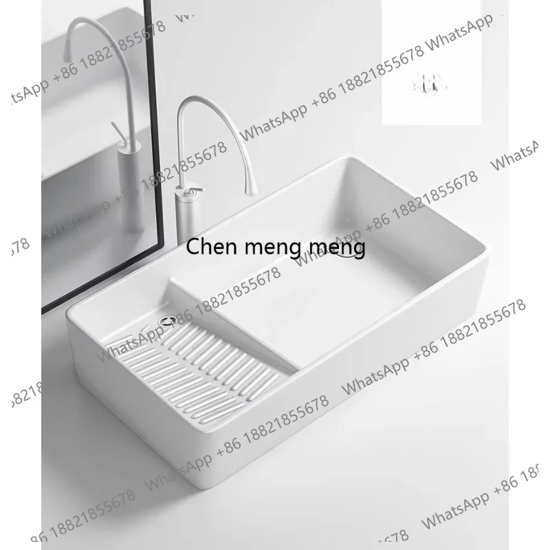 

Ceramic table basin, back row, side launching balcony with rubbing board, laundry pool, household washing machine, wash basin