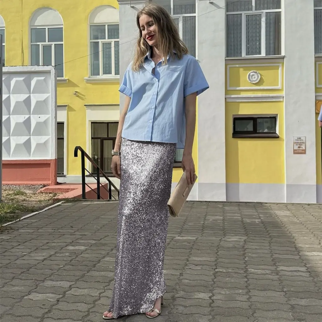 

Women's High-Density Sequined Skirt Autumn Winter Fashion Popular Online Celebrity Style Independent Station