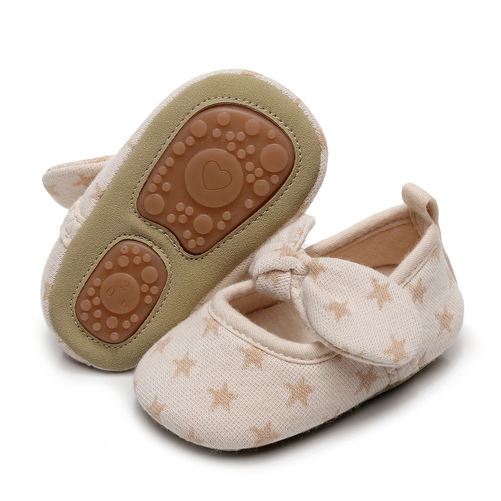 

Newborn Baby Girls Shoes Cute Bowknot Soft Sole Rubber First Walkers Heart/Stars Crib Shoes Elastic Band Non-slip Toddler Shoes