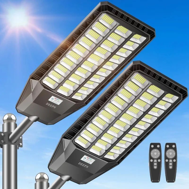 Solar Lights Outdoor 6500W, Commercial Grade Solar Street Lights Outdoor 480000 Lumens, Solar Parking Lot Lights