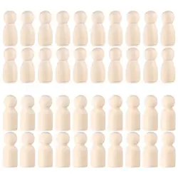 40pcs Wooden Peg People Dolls Unfinished Peg Dolls Crafts People Peg Dolls Peg Dolls Painting Crafts for DIY Painting Crafts Art