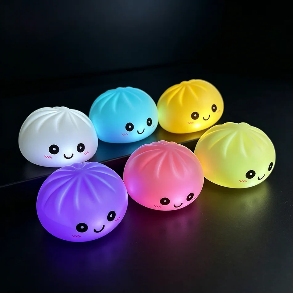 2026 Aesthetic LED Glowing Dumpling: Bubble Spitting Squeeze Toy, Realistic Food Decor & Sensory Gel Stress Ball for Adults/Kids