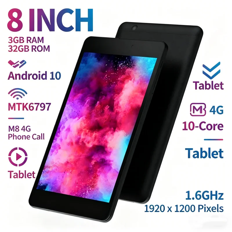 Hot Sales 8 Inch T10 Android 8.0 MTK6797 M8 4G Phone Call Tablet 3GB RAM 32GB ROM 10-Core 1.6GHz 1920 X 1200 IPS