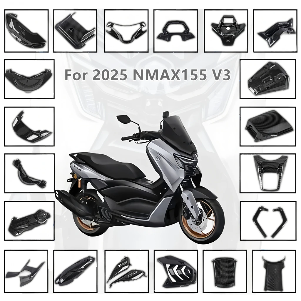 Cache de protection à motif fibre de carbone haute résistance, accessoires décoratifs améliorés pour Yamaha NMAX155 V3 2025 2026 Scooter Modifié