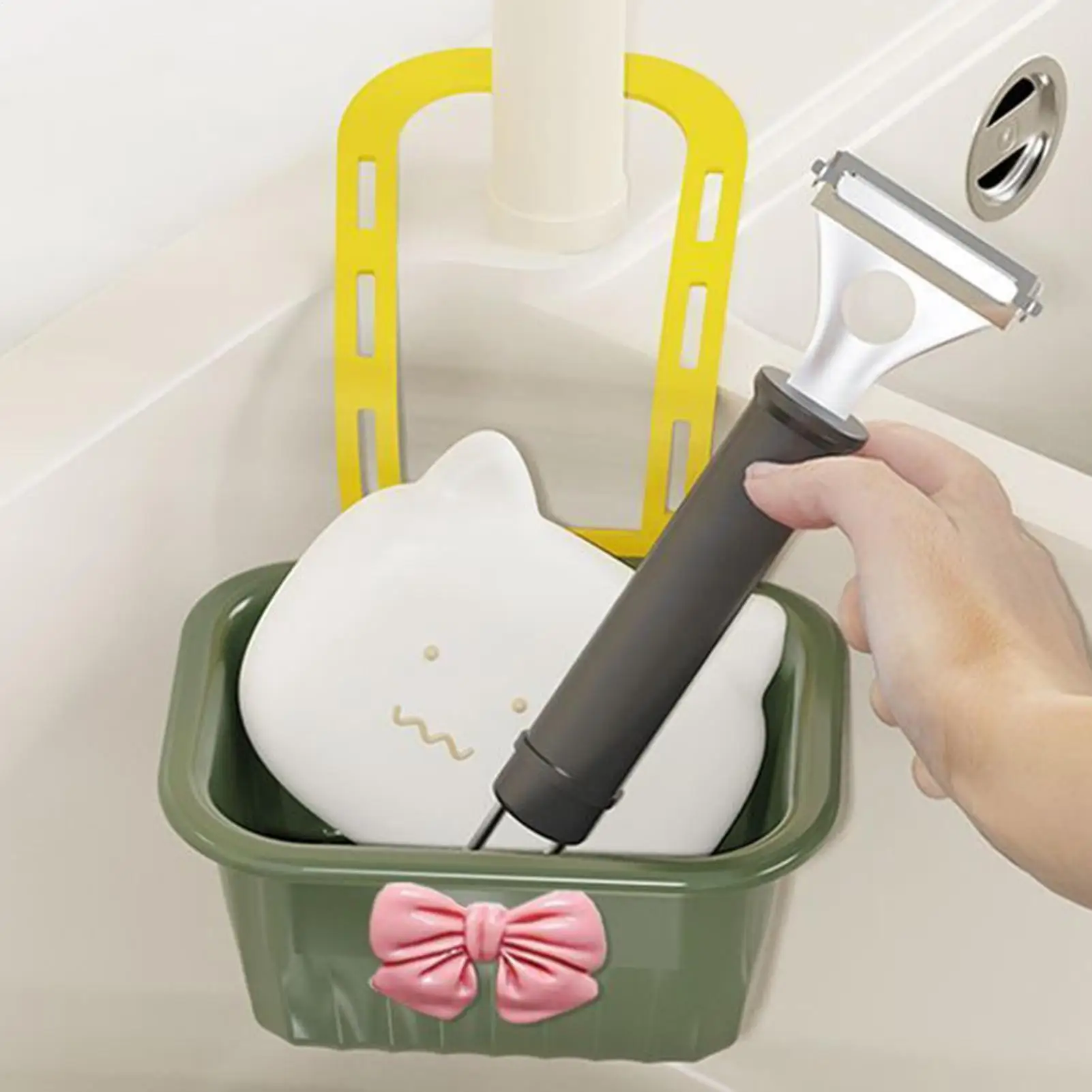 

Sink Strainer Basket Hangable Corner Sink Trash Catcher for Food Waste Multipurpose Container to Hold Rice Fruit Meat Soap