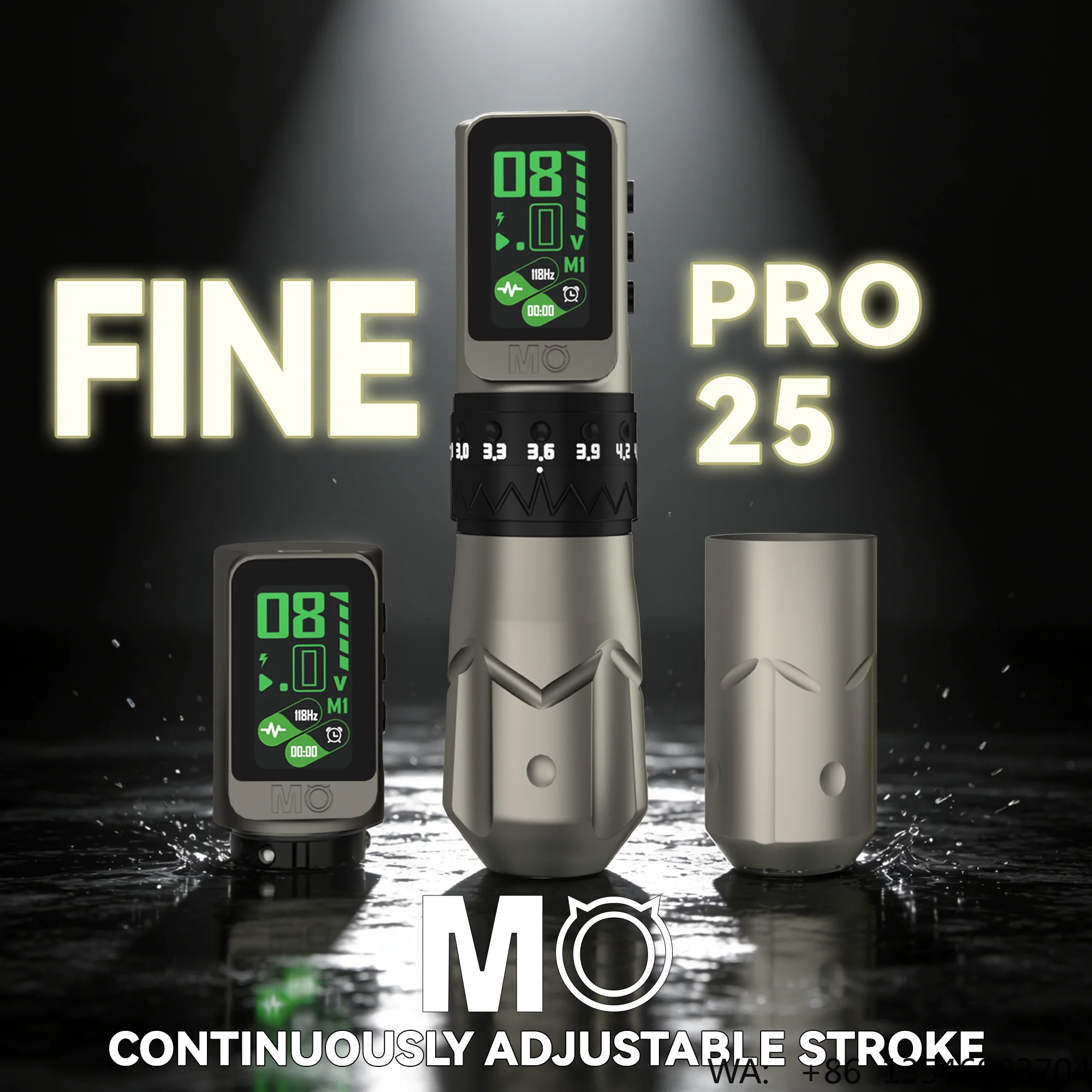 MO FINE 25 PRO Smart Wireless Tattoo Pen Machine Adjustable Stroke Large HD Colorful Screen Battery Electric Steel Permanent