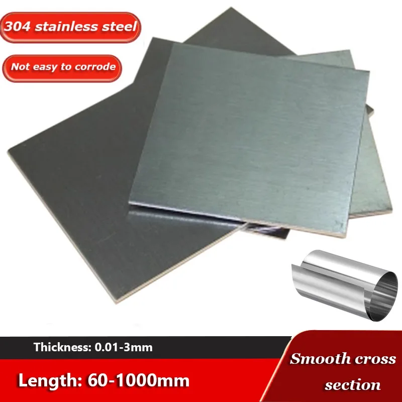 Tira de Folha de Aço Placa Fina Folha Resistência à Corrosão Espessura 0.01 Mm3 mm Ss304 Aço Inoxidável
