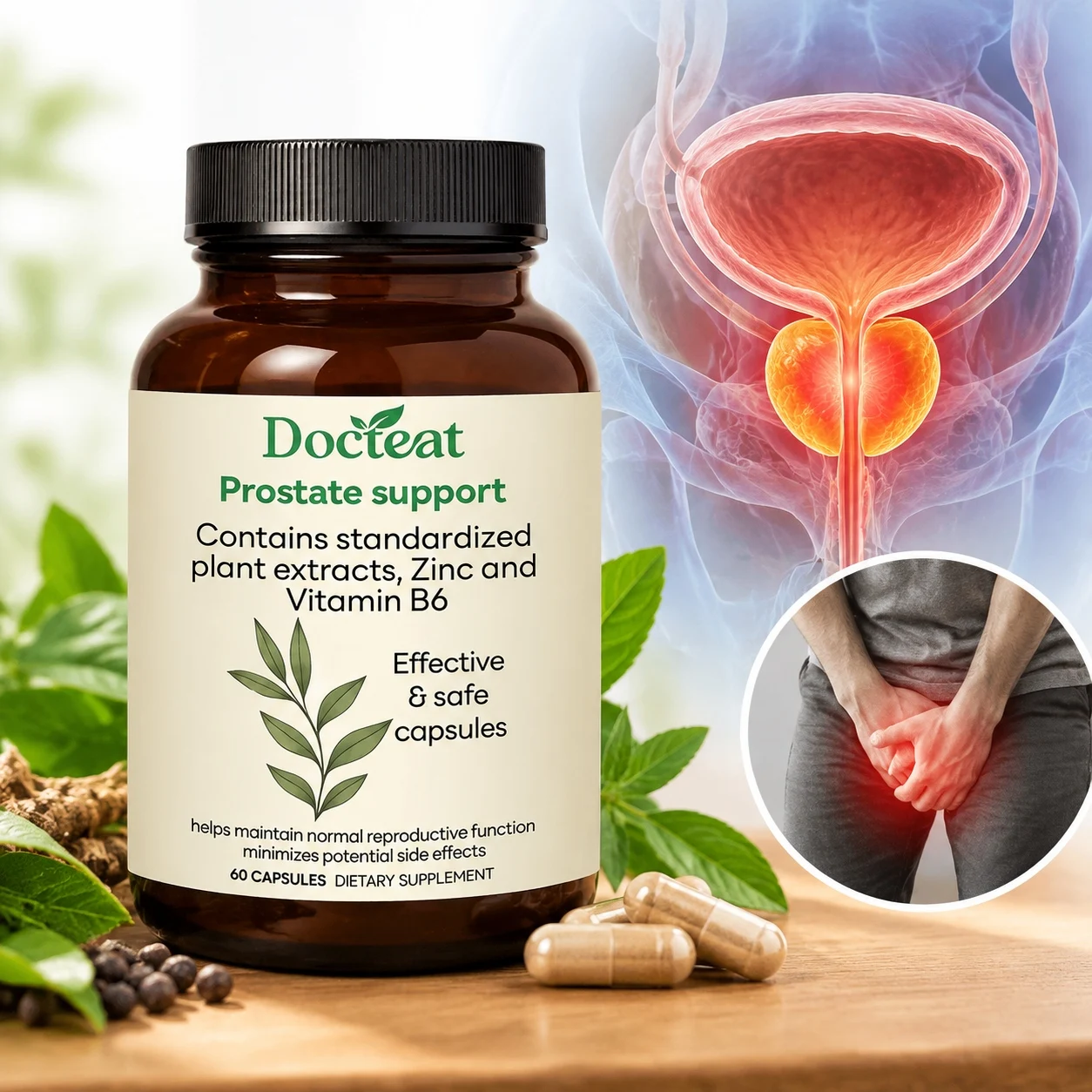 Prostate Support Capsules Promote Prostate Care Improve Urinary Flow Enhance Reproductive Health Boost Metabolism Energy 60 Pcs