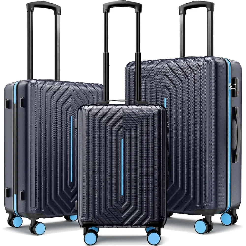 

Luggage Sets Piece Hardside Suitcase with Double Spinner Wheels Durable Lightweight Shell with Tsa Lock