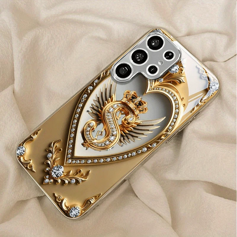 Crown wing letter S glass phone case suitable for Samsung Galaxy S26 S25 S24 S23 S22 S21 S20 FE/Ultra/Plus anti fall back cover view 6